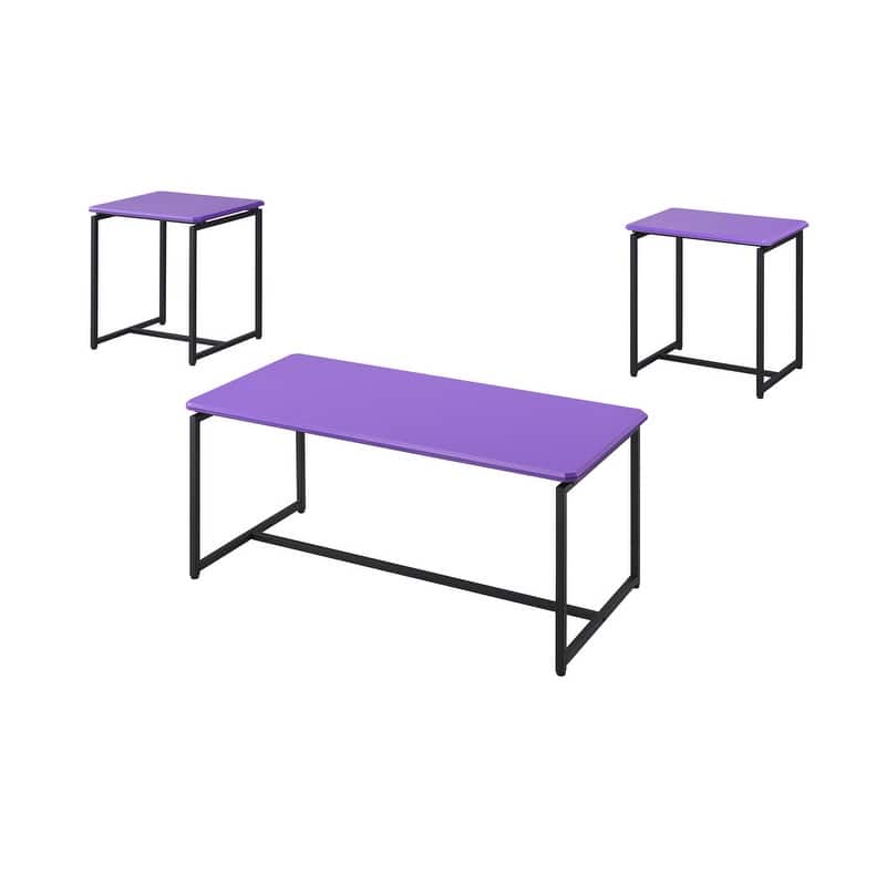 GT 3 Piece Carbon Fiber Wrap Coffee Table and End Table Set - Violet