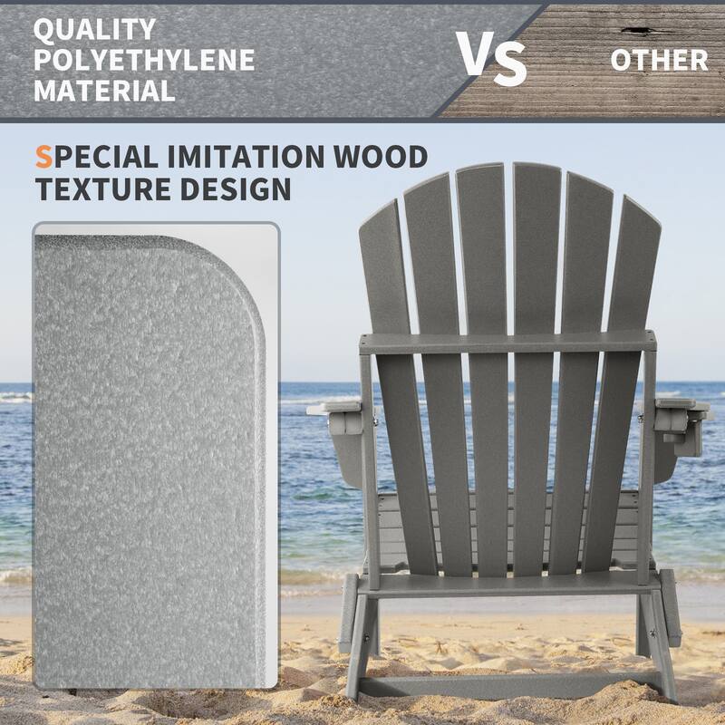 Vrakae Folding Adirondack Chair with Cup Holder Set of 2