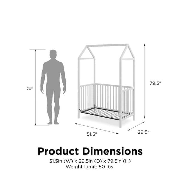 dimension image slide 4 of 5, Little Seeds Rowan Valley Skyler 3-in-1 Convertible Crib with Canopy