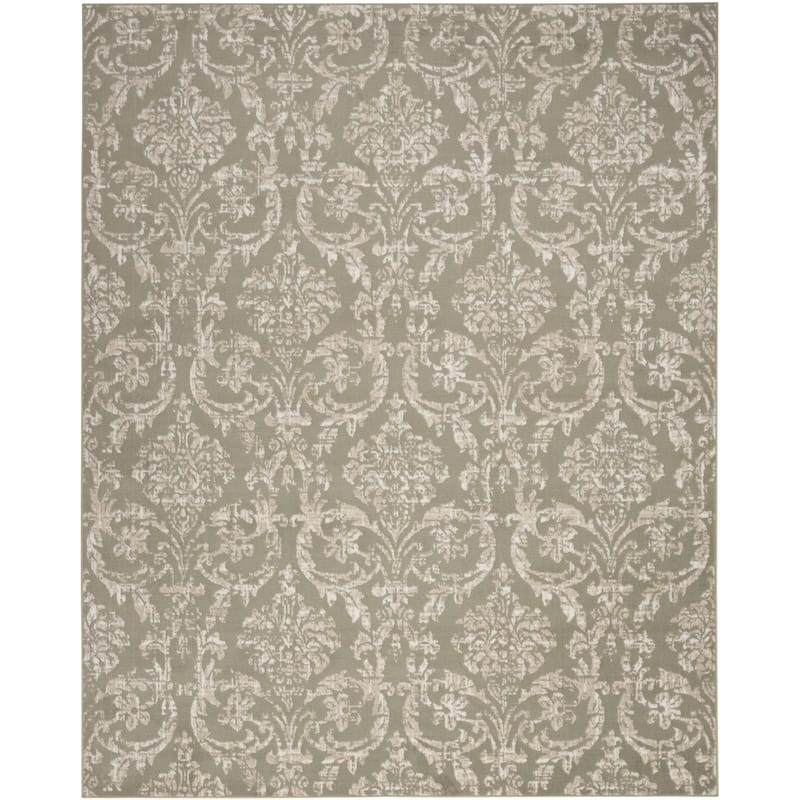 Nourison Jubilant Vintage Farmhouse Damask Area Rug - 5'3" x 7'3" - Olive