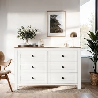 Farmhouse Style Storage Cabinet with 6-Drawers, Retro Versatile Use ...