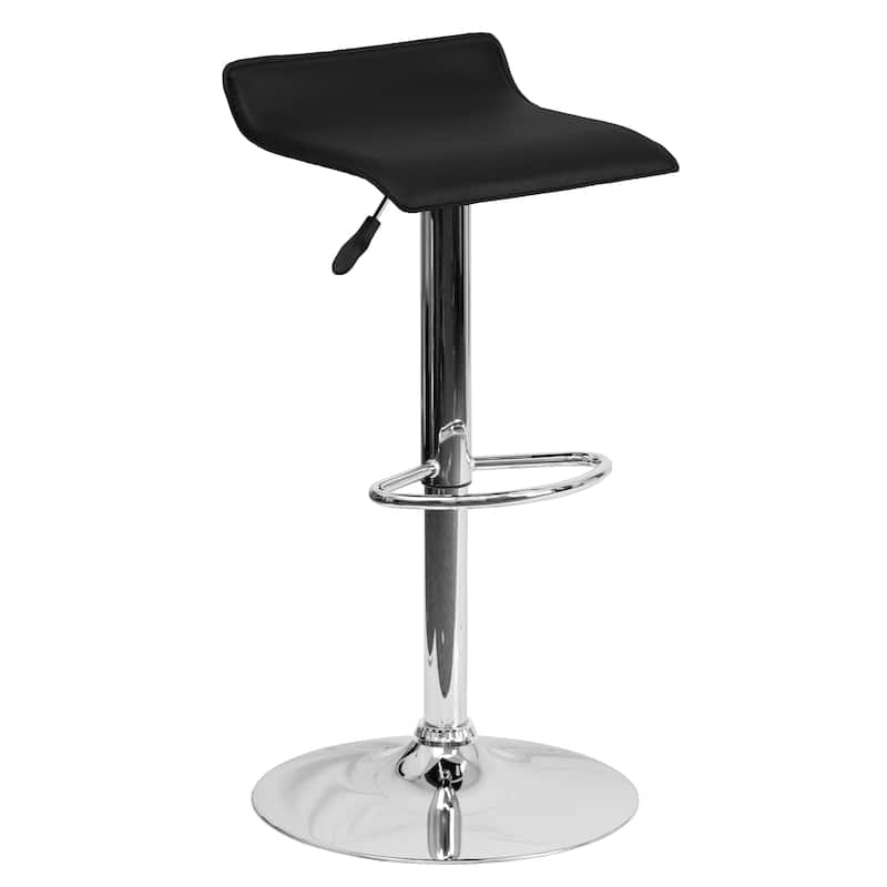 2 Pack Contemporary Vinyl Adjustable Height Barstool with Solid Wave Seat - 15"W x 15"D x 25.5" - 34"H