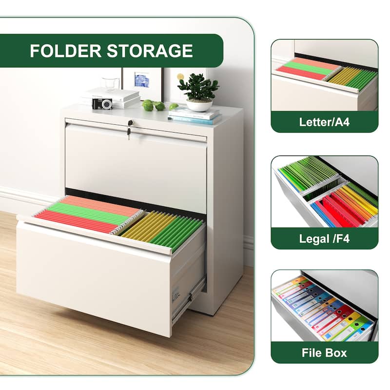 Steel Wide Horizontal Filing Cabinets for Letter/Legal/A4/F4 Hanging Files