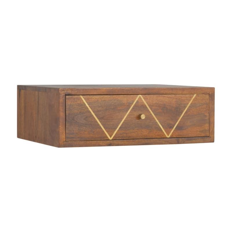 Artisan Furniture Solid Wood Floating Chestnut Brass Nightstand
