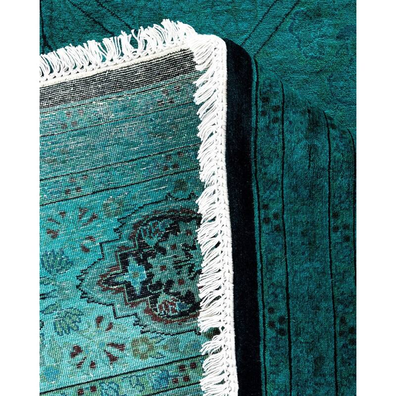 Fine Vibrance, One-of-a-Kind Hand-Knotted Area Rug - Green, 8' 1" x 8' 1" - 8' 1" x 8' 1"