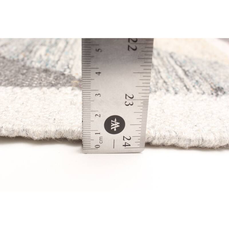 ECARPETGALLERY Flat-Weave Ankara FW Light Grey Wool Kilim - 5'2 x 7'8