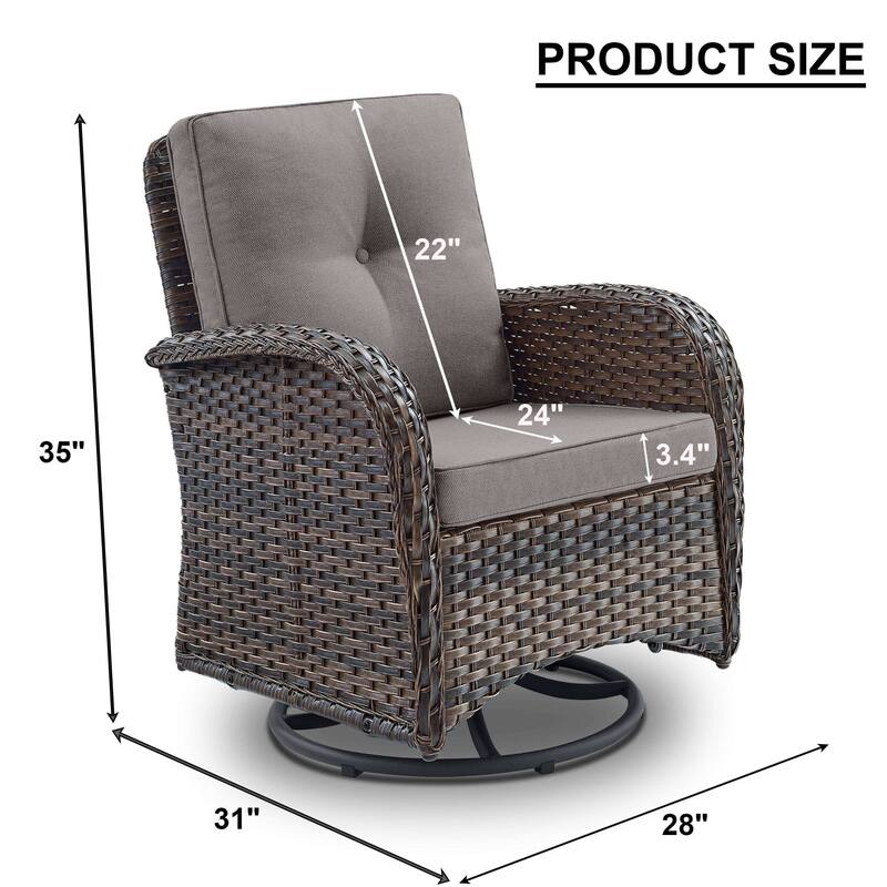 Outdoor Swivel Rocker Chair with Cushion - Brown
