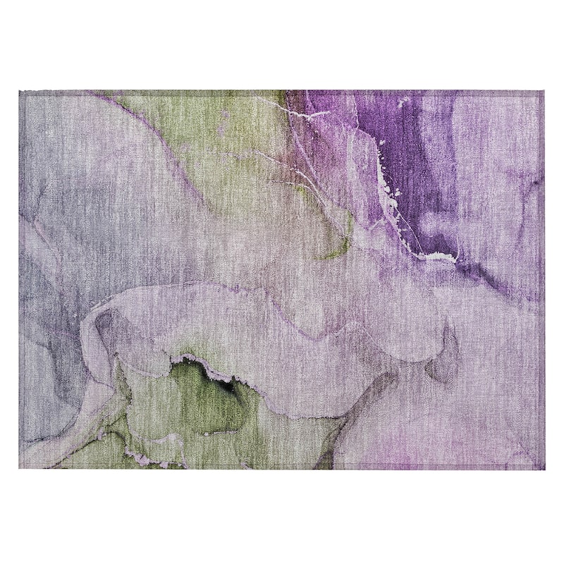 Machine Washable Indoor/ Outdoor Abstract Chantille Rug