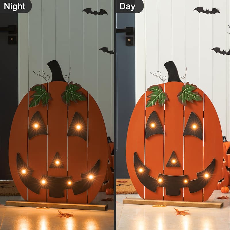 Glitzhome 29"H Halloween Lighted Cutout Pumpkin Porch Decor