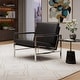 preview thumbnail 3 of 12, Atlas Signature Genuine Leather Accent Chair Chrome / Black