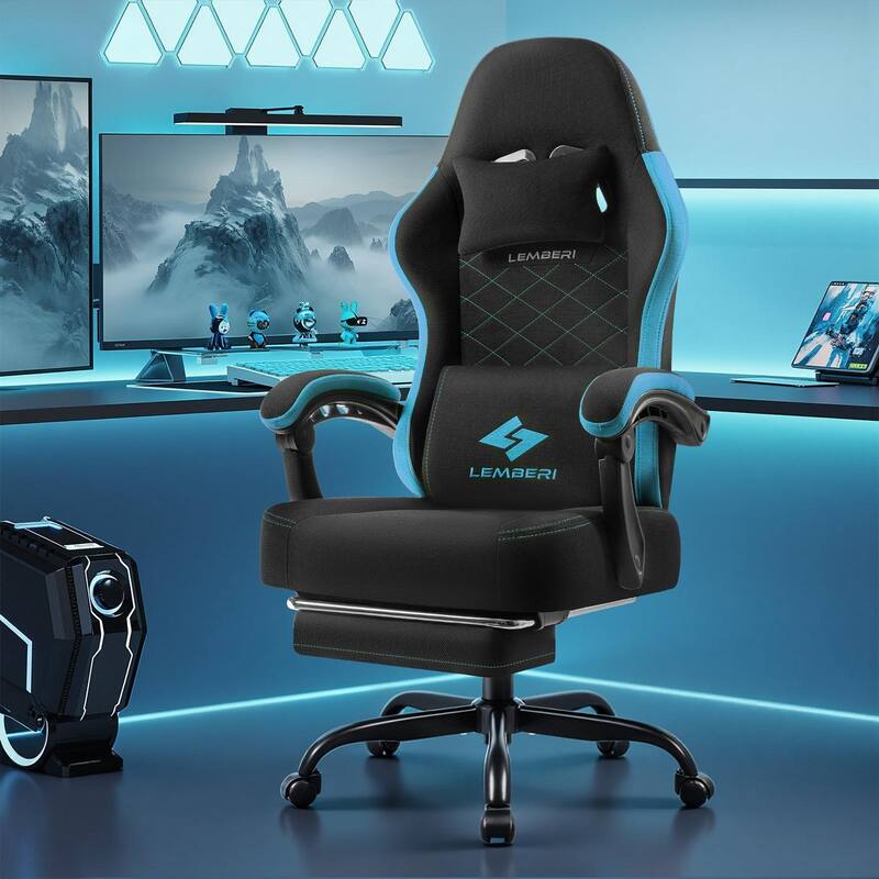 Bossin Gaming Chairs with Footrest, Big and Tall Chair 350lb Capacity, Racing Style Computer Chair with Ergonomic Lumbar Support