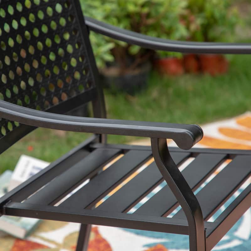 7/9-Piece Patio E-coating Dining Set of 6/8 Stackable Chairs & 1 Extendable Metal Table