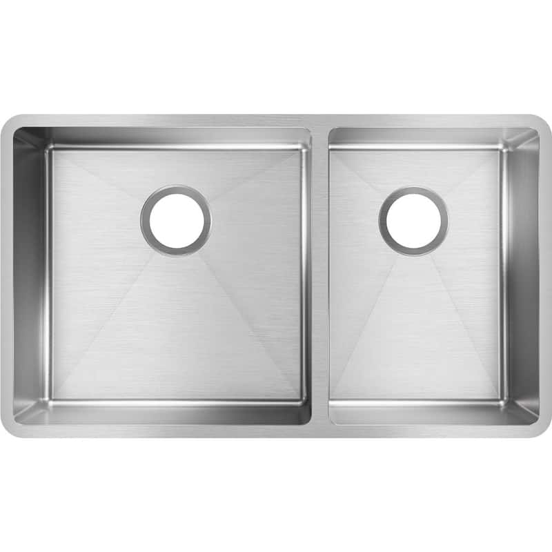 Elkay Crosstown Stainless Steel 31-1/2" x 18-1/2" x 9", 60/40 Double Bowl Undermount Sink