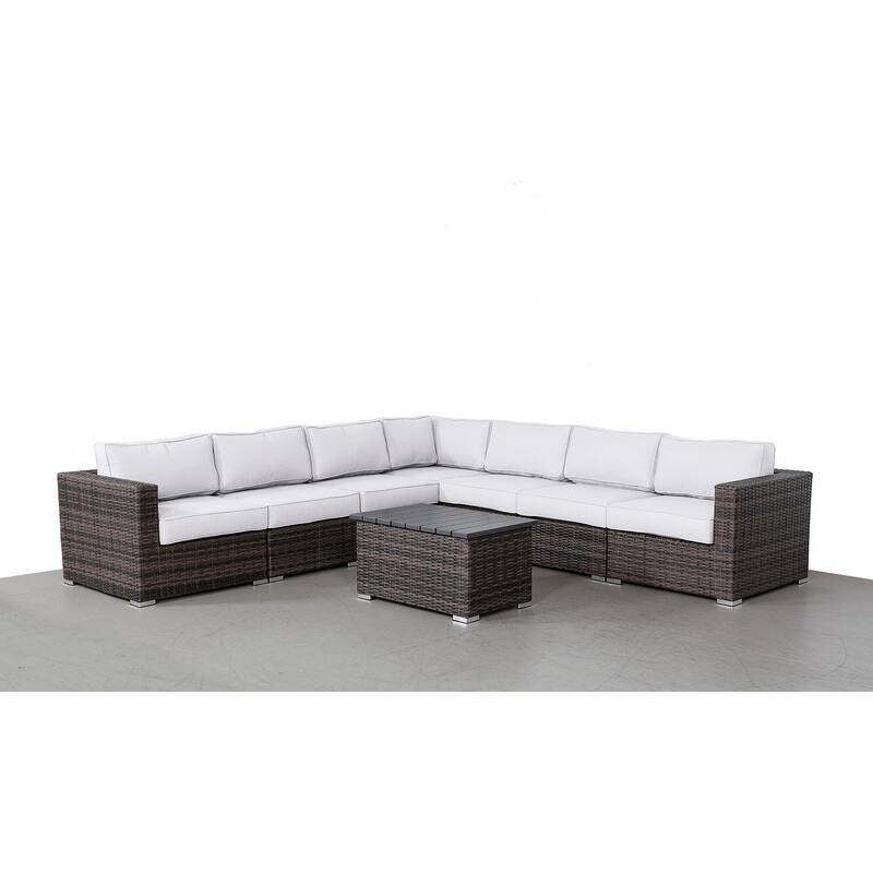 LSI 8 Piece Rattan Sectional Seating Group with Cushions