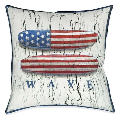 Laural Home Patriotic Coastal Wave Indoor Decorative Pillow