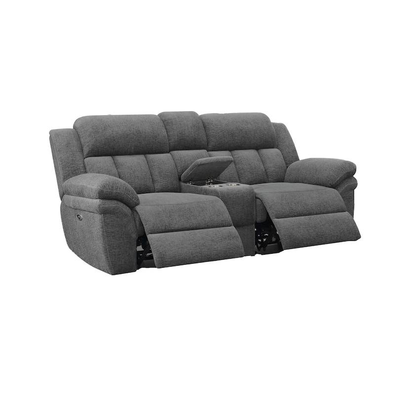 Diko 86 Inch Power Recliner Loveseat, Cupholders, Storage Console, Gray
