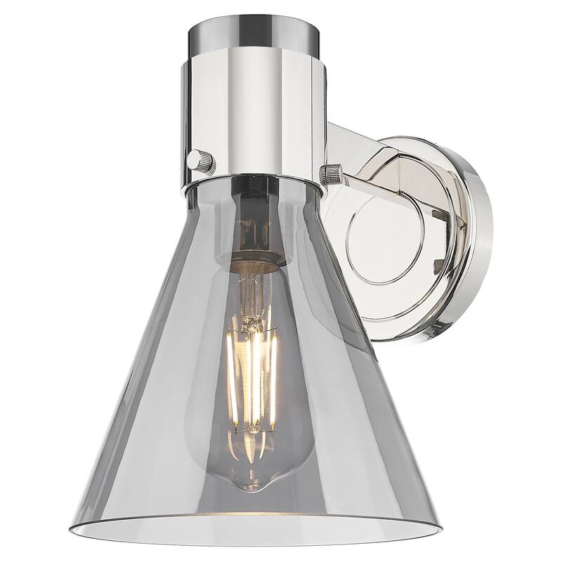 Innovations Lighting 464-1W-G464C-7SM Lawton Cone 9" Tall Bathroom - Polished Nickel