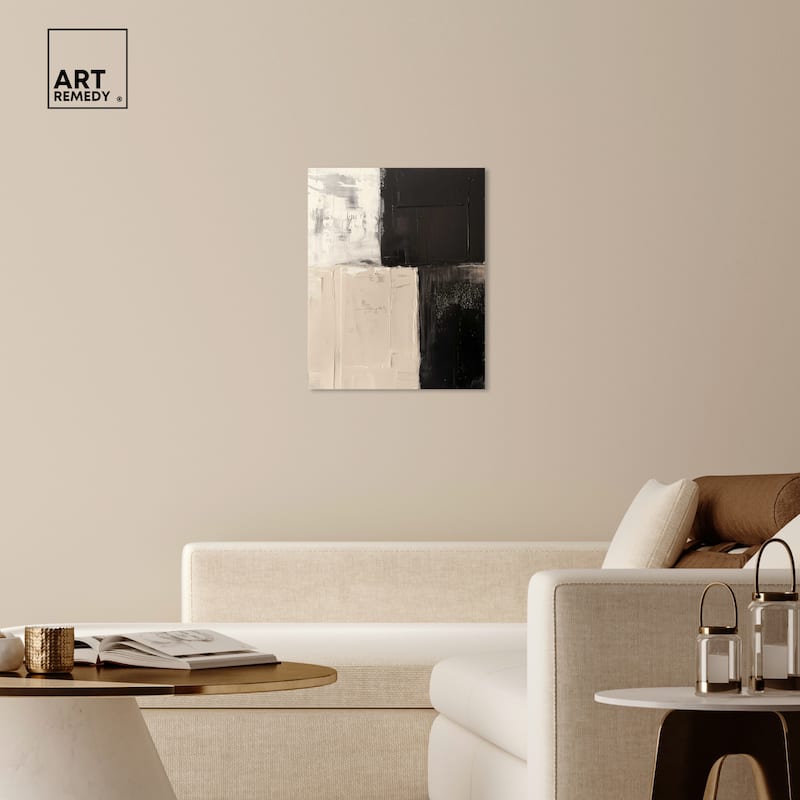 Art Remedy Checkered Gallery Wrapped Abstract Shapes 1 Piece Canvas Wall Art