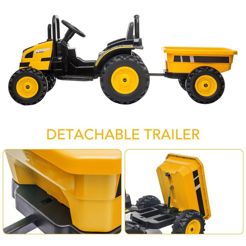 12V Kids Ride-On Tractor with Trailer, Remote Control