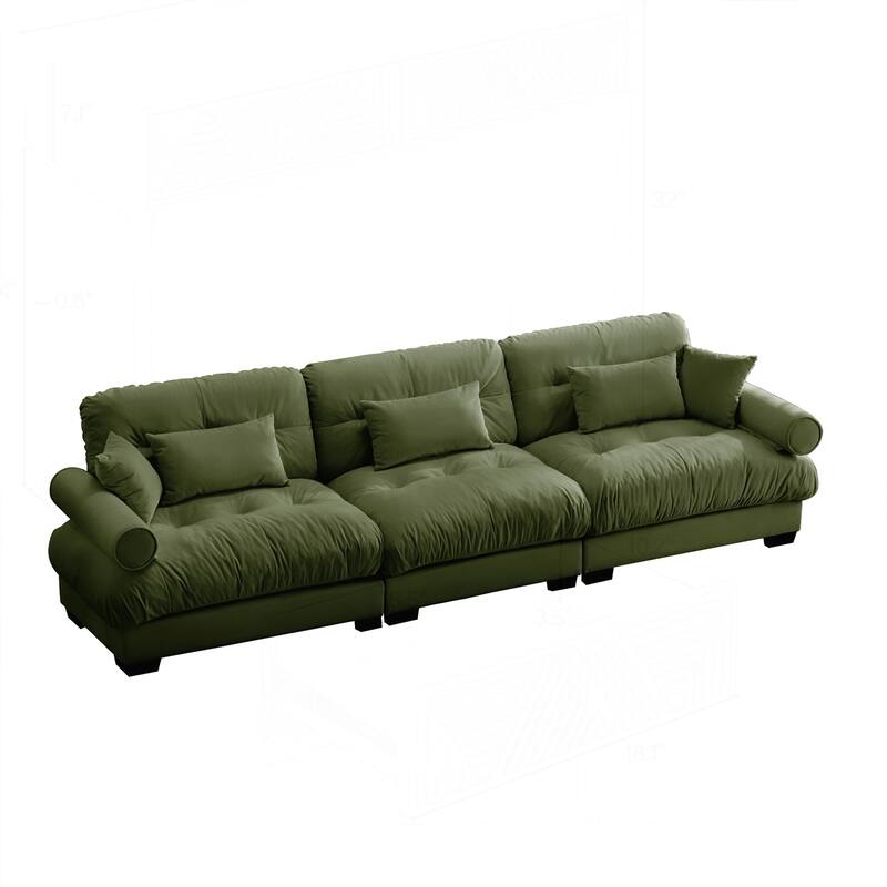 Luxurious Oversize Velvet Sofa with Multiple Pillows for Supreme Comfort