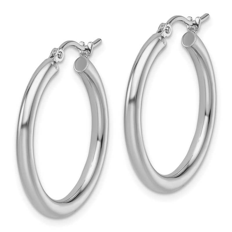 Curata 14k White Gold Polished Lightweight Tube Hoop Earrings - 25x26mm