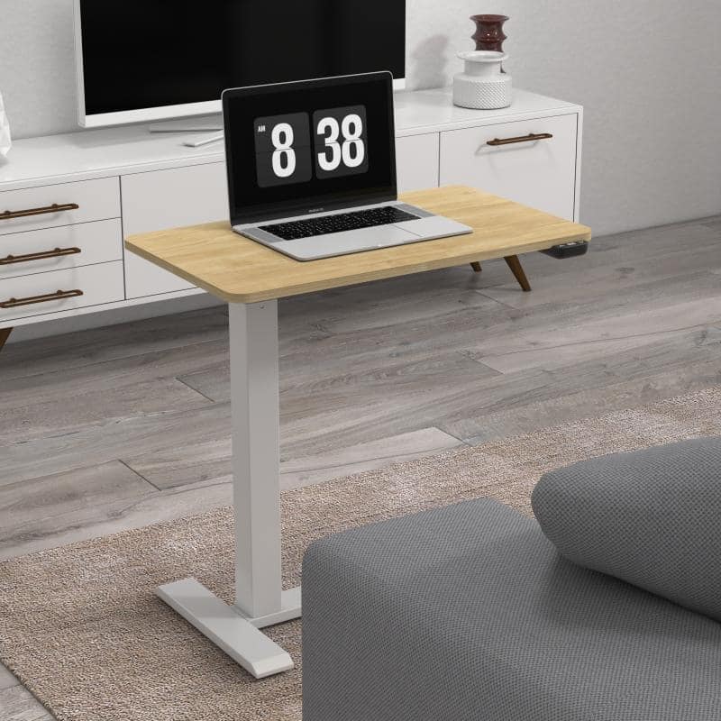 KOWO Electric Height Adjustable Side Table Soft Touch Bedside End Table with Quiet Motor, Modern Nightstand for Home & Office