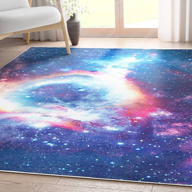 Well Woven Celestial Space Modern Abstract Kids Rug - 5' 3" x 7' 3" - Helix Multi Color