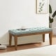 preview thumbnail 50 of 57, Button-Tufted Bench for End of Bed, Entryway Bench Beige/ Black/ Brown Solid Wood, Leather, Fabric 44-inch