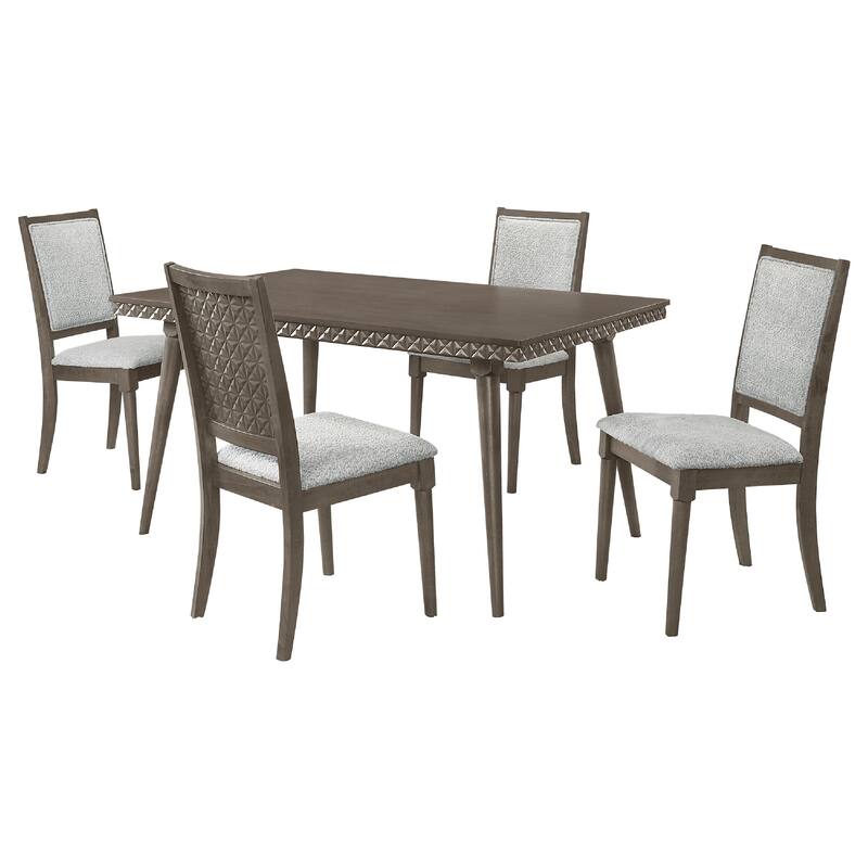 Nolan 5pc Dining Table and 4 Chair Set, Walnut Brown, Molded Trim