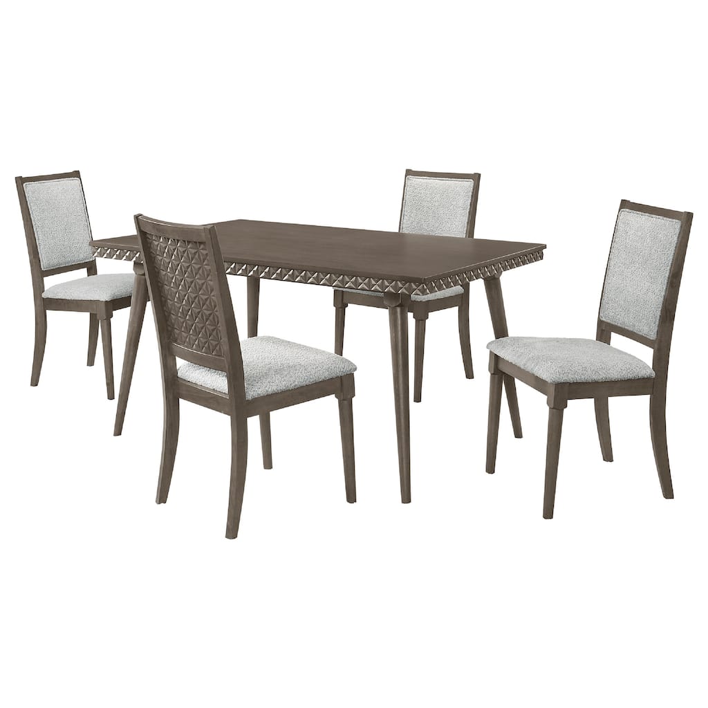 Nolan 5pc Dining Table and 4 Chair Set, Walnut Brown, Molded Trim