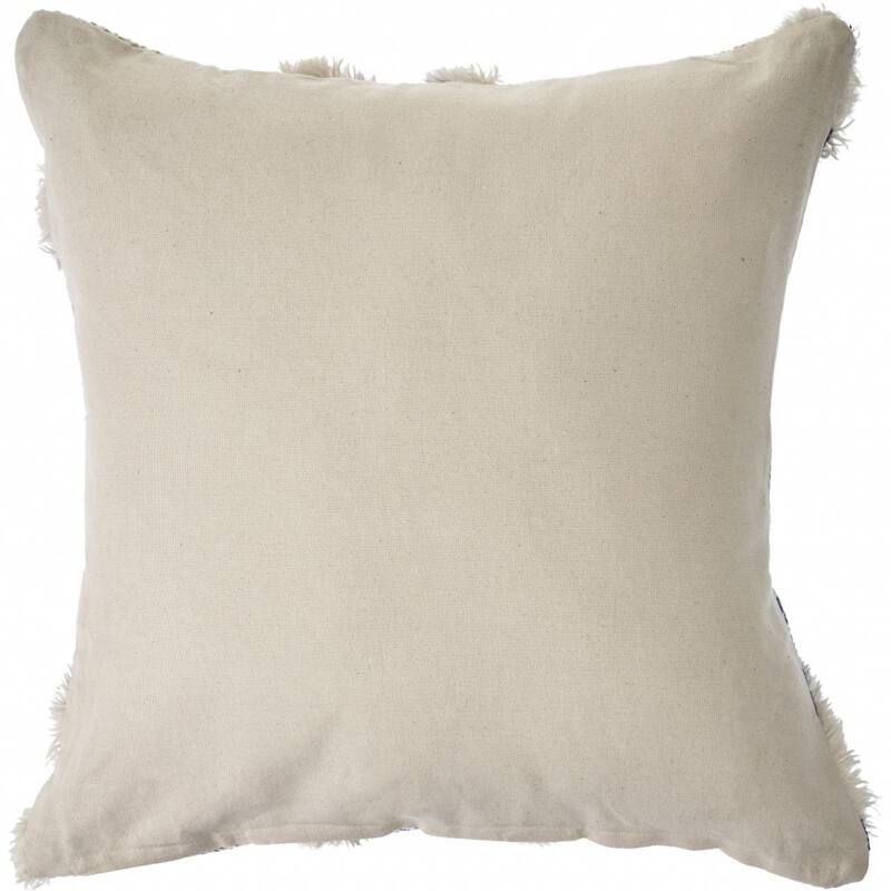 HomeRoots 20" X 20" Blue And Cream 100% Cotton Geometric Zippered Pillow