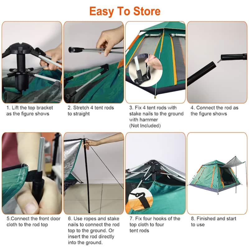 4-5 Person Pop-Up Camping Tent Instant Setup Waterproof Windproof - 84.65x84.65x53.54in