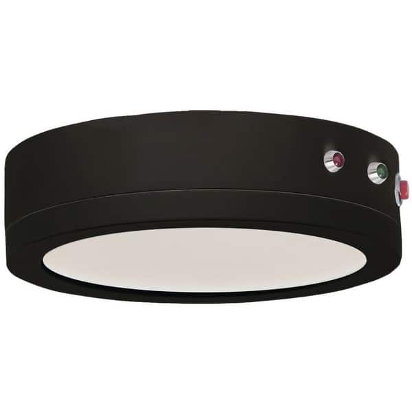 slide 1 of 1, Maxim 57784WT Wafer 7" LED Flush Mount Drum 3000K with Emergency Back Black