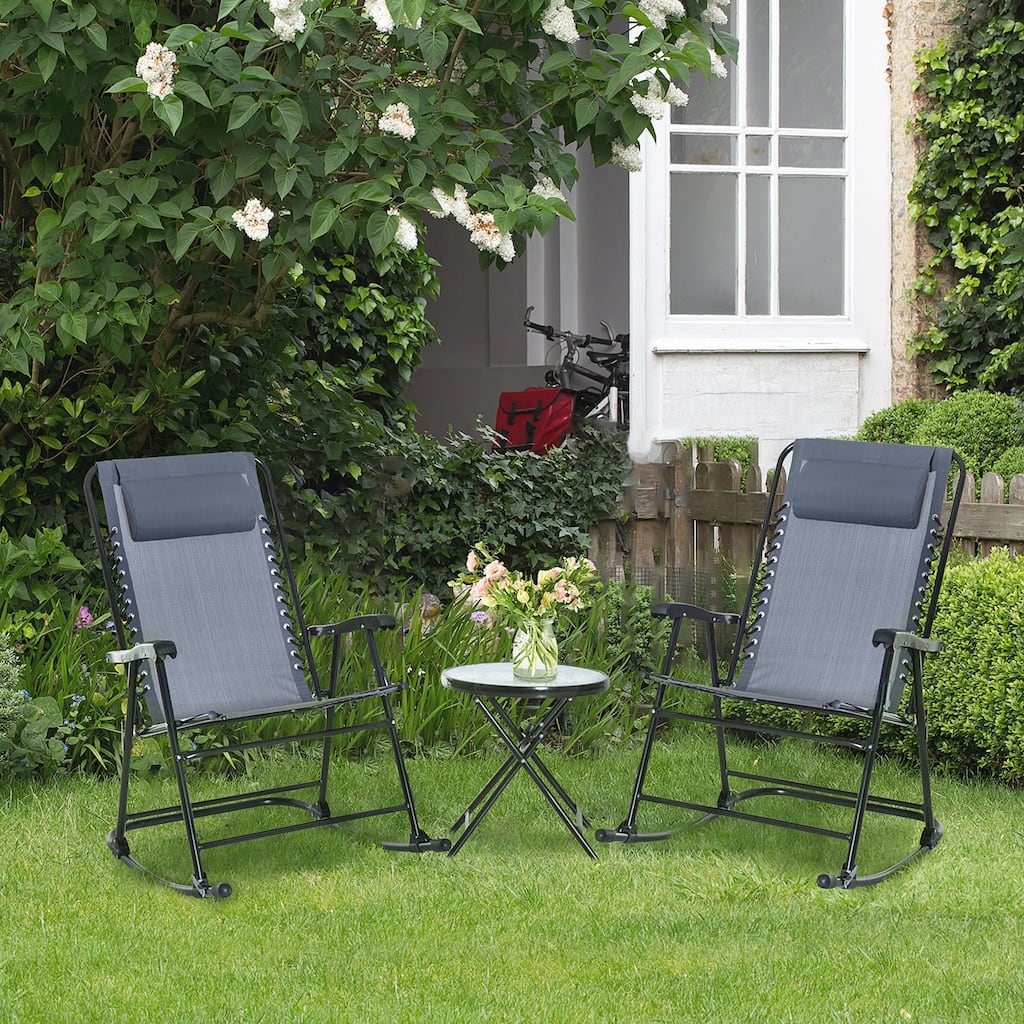 3 Piece Outdoor Rocking Bistro Set