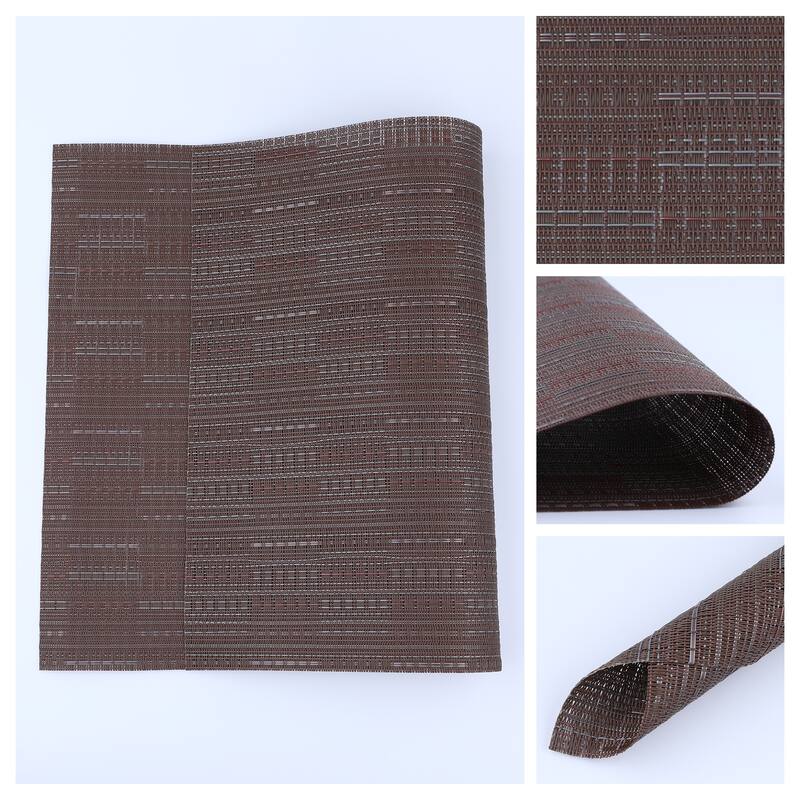 8 Pack PVC Placemats for Kitchen Dining Table Decor Heat Resistant Table Placemats Wipeable Table Mat - 18*12in - Coffee