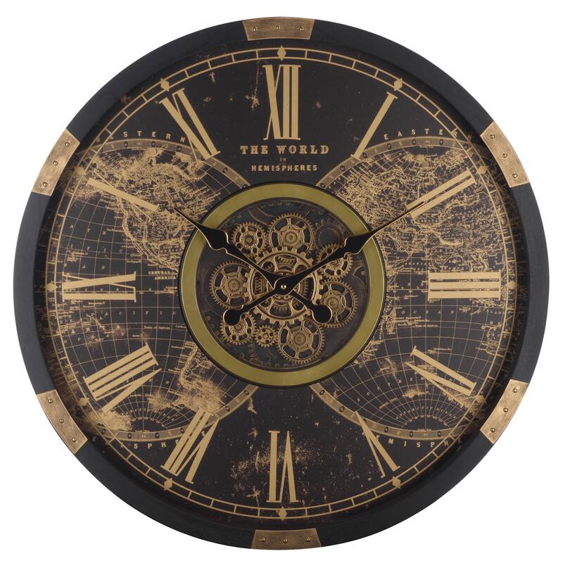 SEI Furniture Ephersyn World Gear Wall Clock - 32"W x 3"D x 32"H