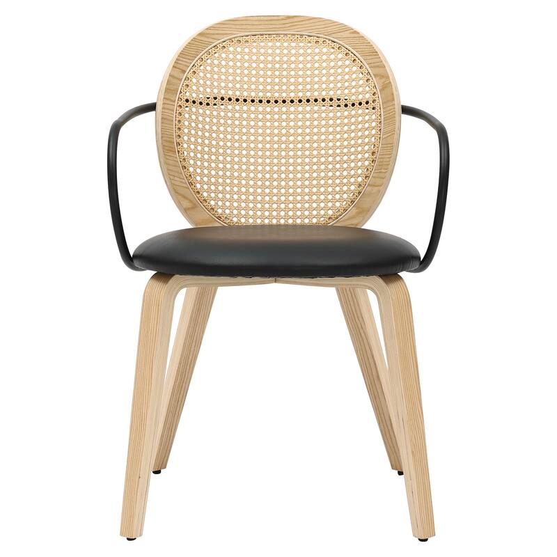 Modern Farmhouse Bentwood & Faux Rattan Dining Chair, Set of 2