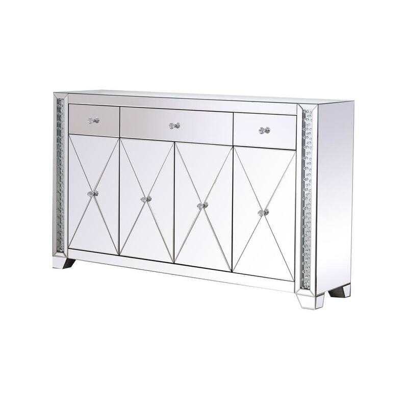 60 in clear crystal mirrored credenza