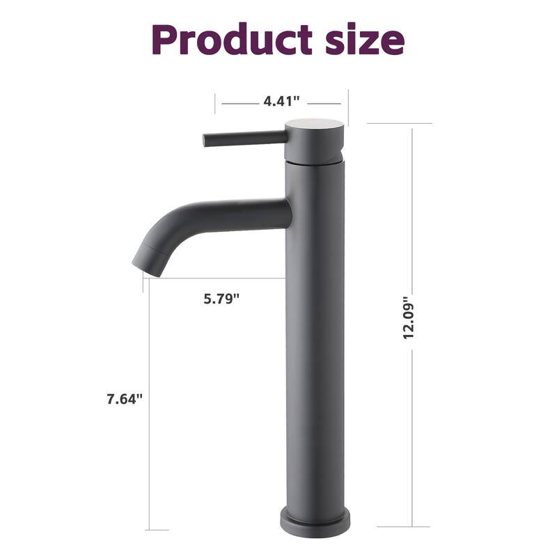 Modern Tall Vessel Single Handle Bathroom Sink Faucet with Controllable Flow and Temperature, Anti Corrosion and Anti Rust