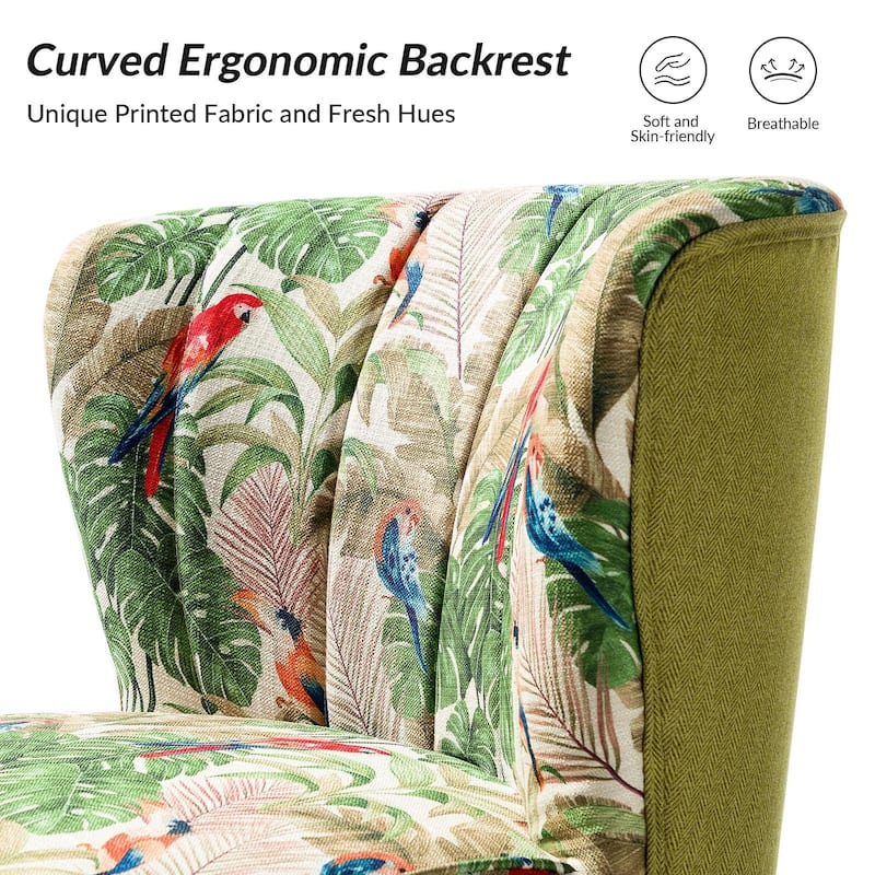 Almira Contemporary Upholstered Armless Side Chair with Tufted Back Set of 2 by HULALA HOME