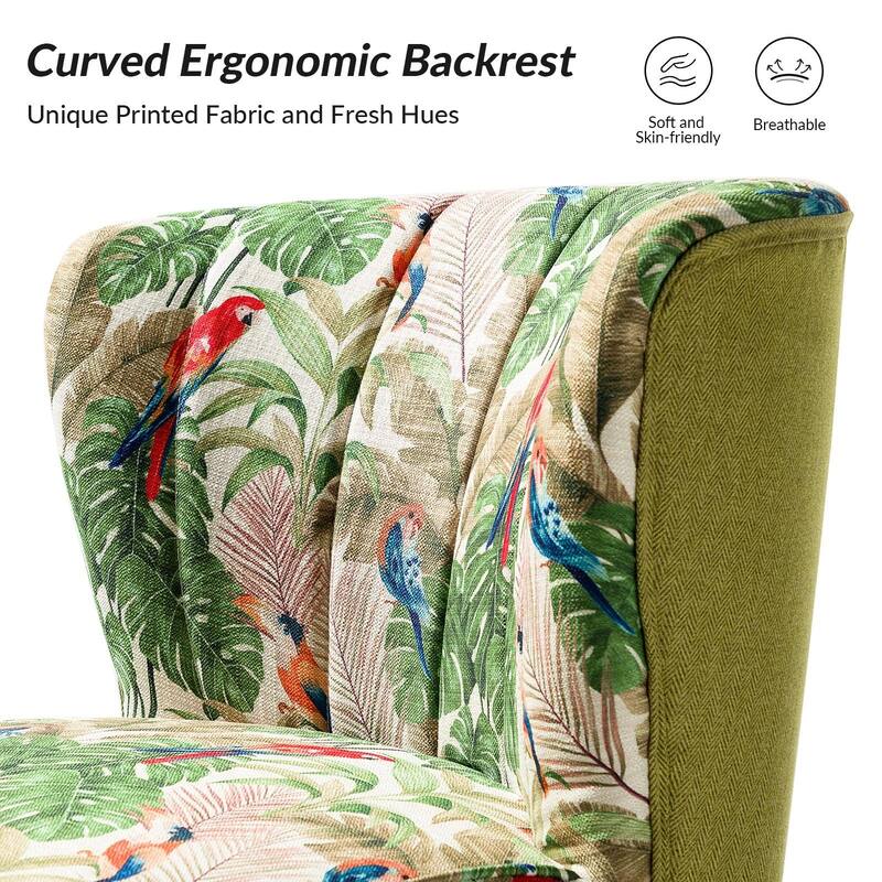 Amata Bold Patterned Tufted Side Chair with Goldtone Legs