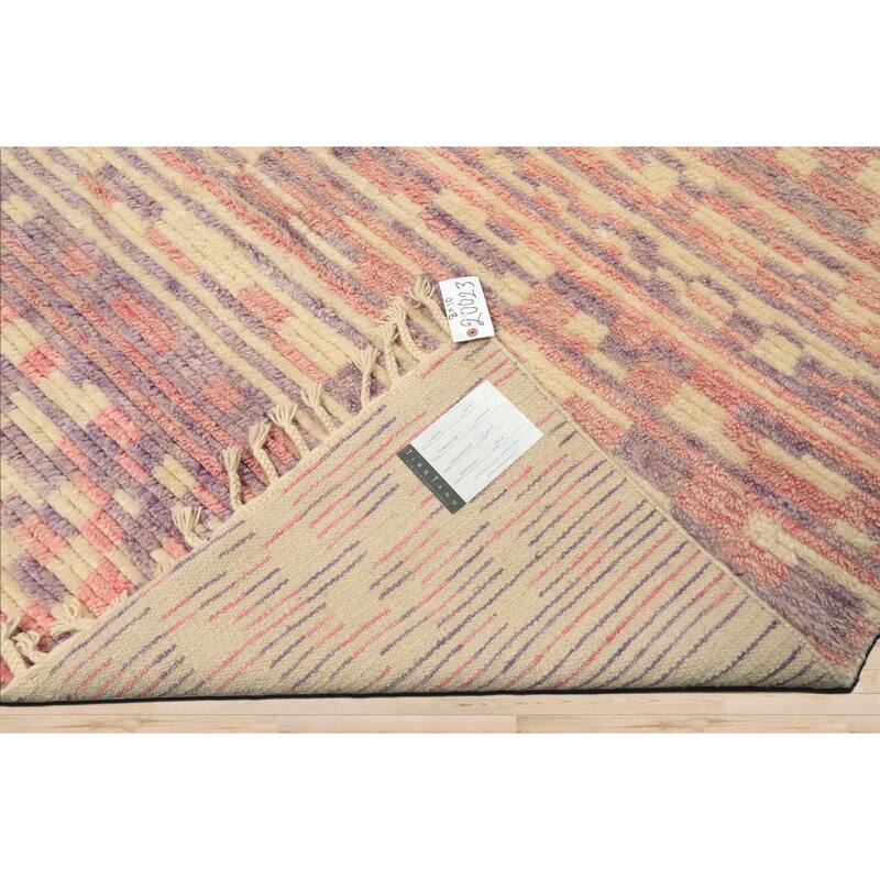 8x10 Tibetano Hand Knotted Wool Ivory Modern & Contemporary Boho Rug - 8' x 10'