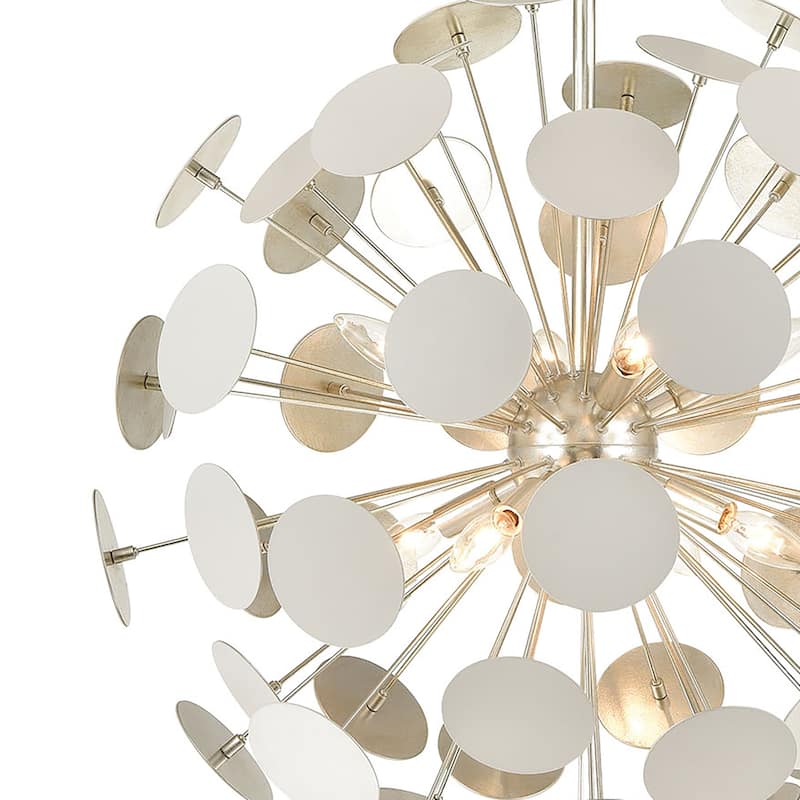 Elk Home Modish Matte White With White Metal Shade 8 Light Chandelier