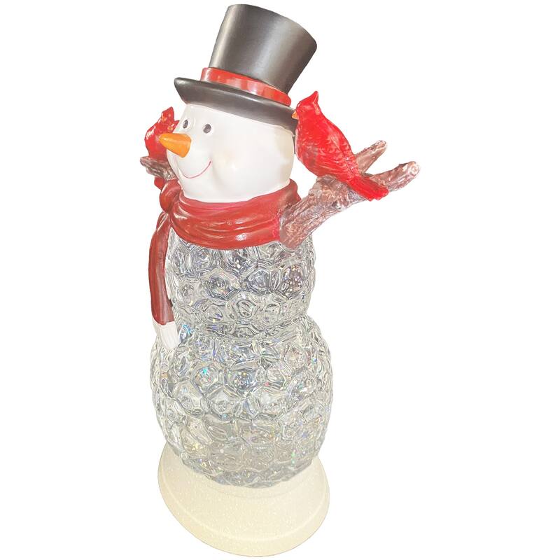 11" LED Snowman and Cardinal