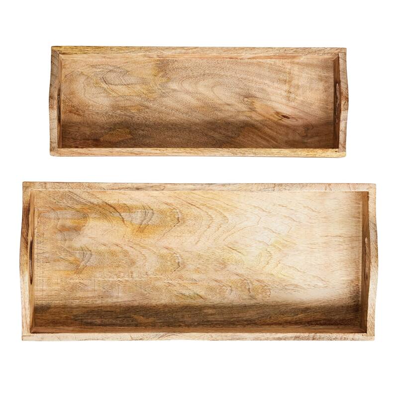 Rectangle Mango Wood Trays (Set of 2 Sizes)