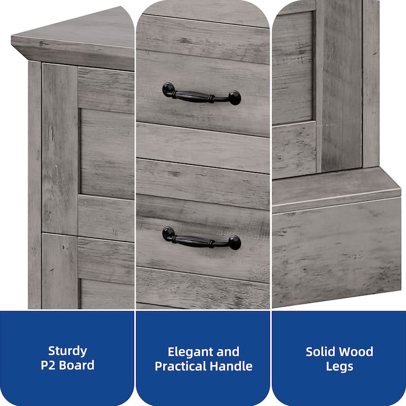 Moasis Farmhouse 59" 6 Drawer/7 Drawers Dresser Chest of Drawers Storage Organizer For Bedroom