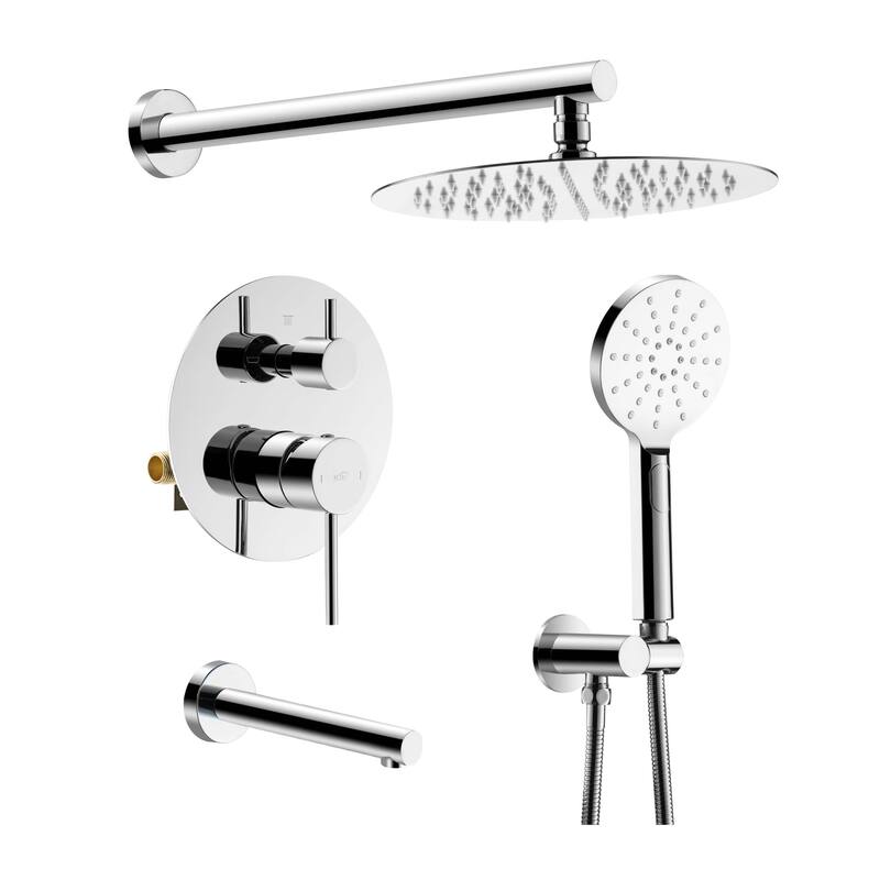 Circular Pressure Balanced 3-Function Shower System with Rough-In Valve - Chrome