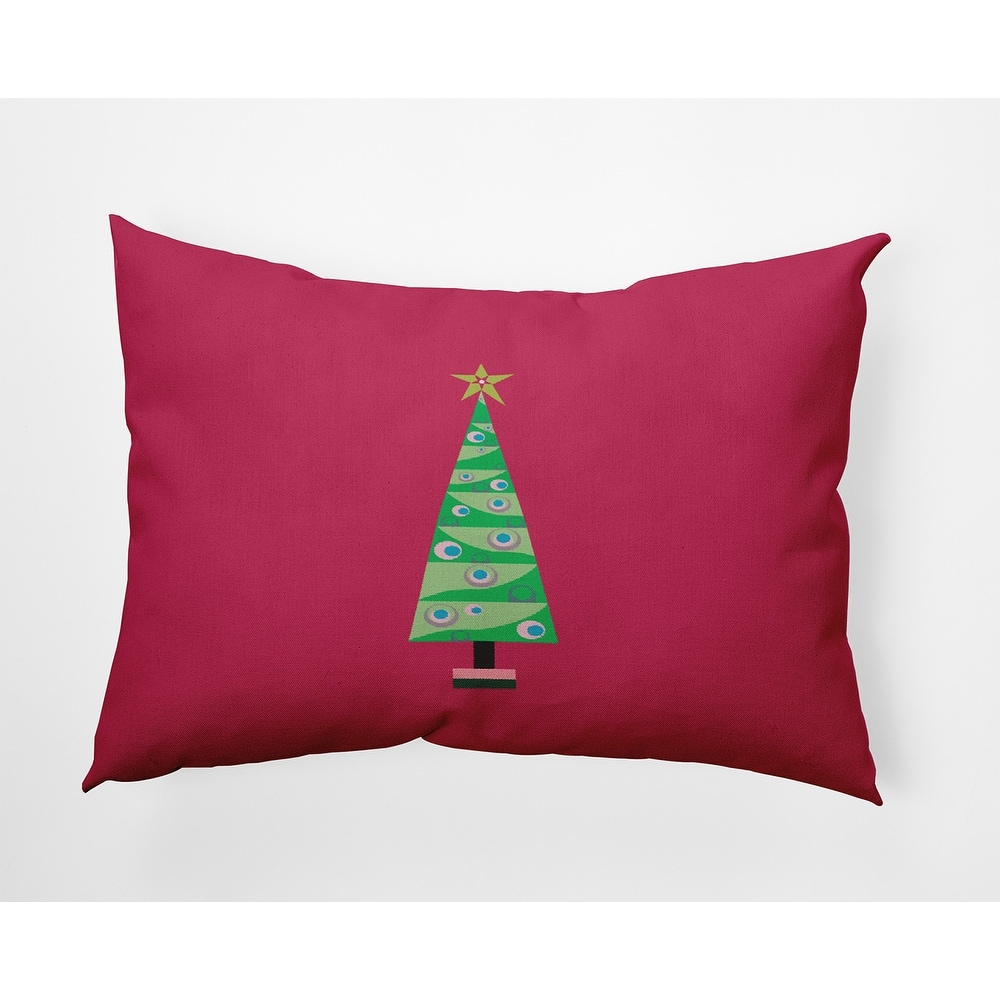 Cartoon Christmas Tree Indoor/Outdoor Throw Pillow