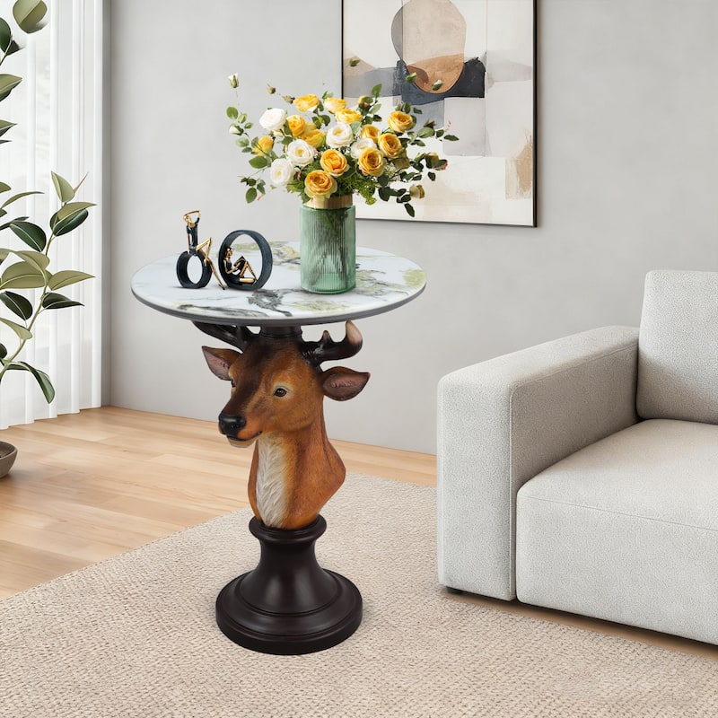 Deer Head Accent Table Animal Statue End Tables Livingroom