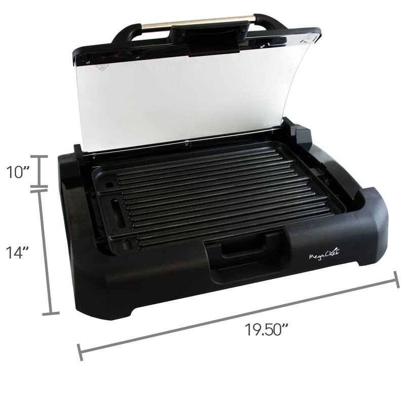 1800 Watt Electric Dual Side Cooking Surface Countertop Griddle with Glass Lid